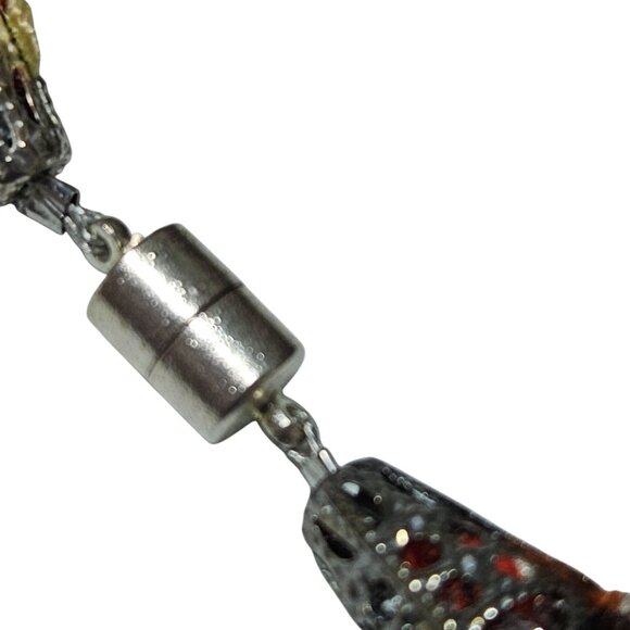 Boho Chunky Seed Beaded Necklace Engraved Donut Pendant Multi Strand Jewelry - Picture 4 of 7